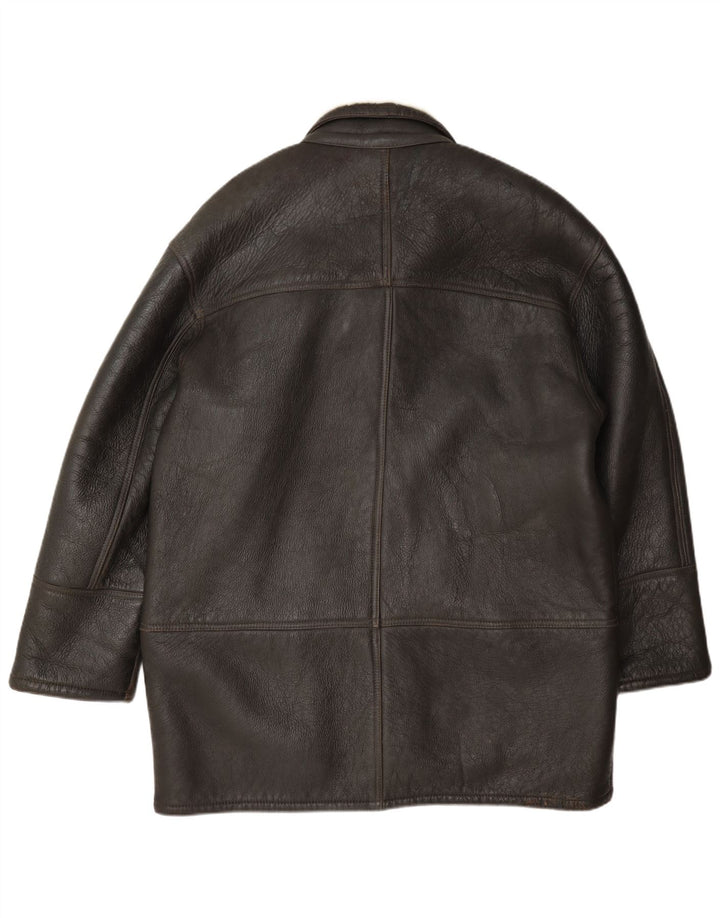 Vintage Shearling-jakke til mænd str. 52 XL Brun