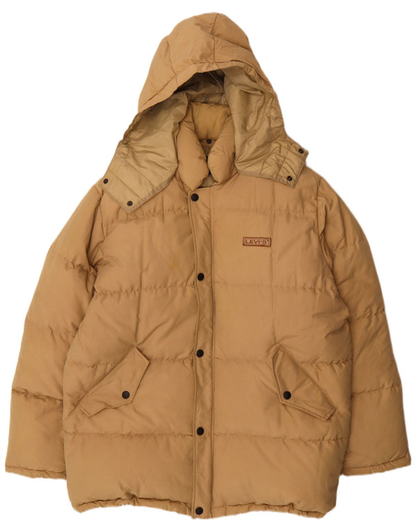 Levi's Mens Hooded Padded Jacket UK 40 Large Beige Nylon