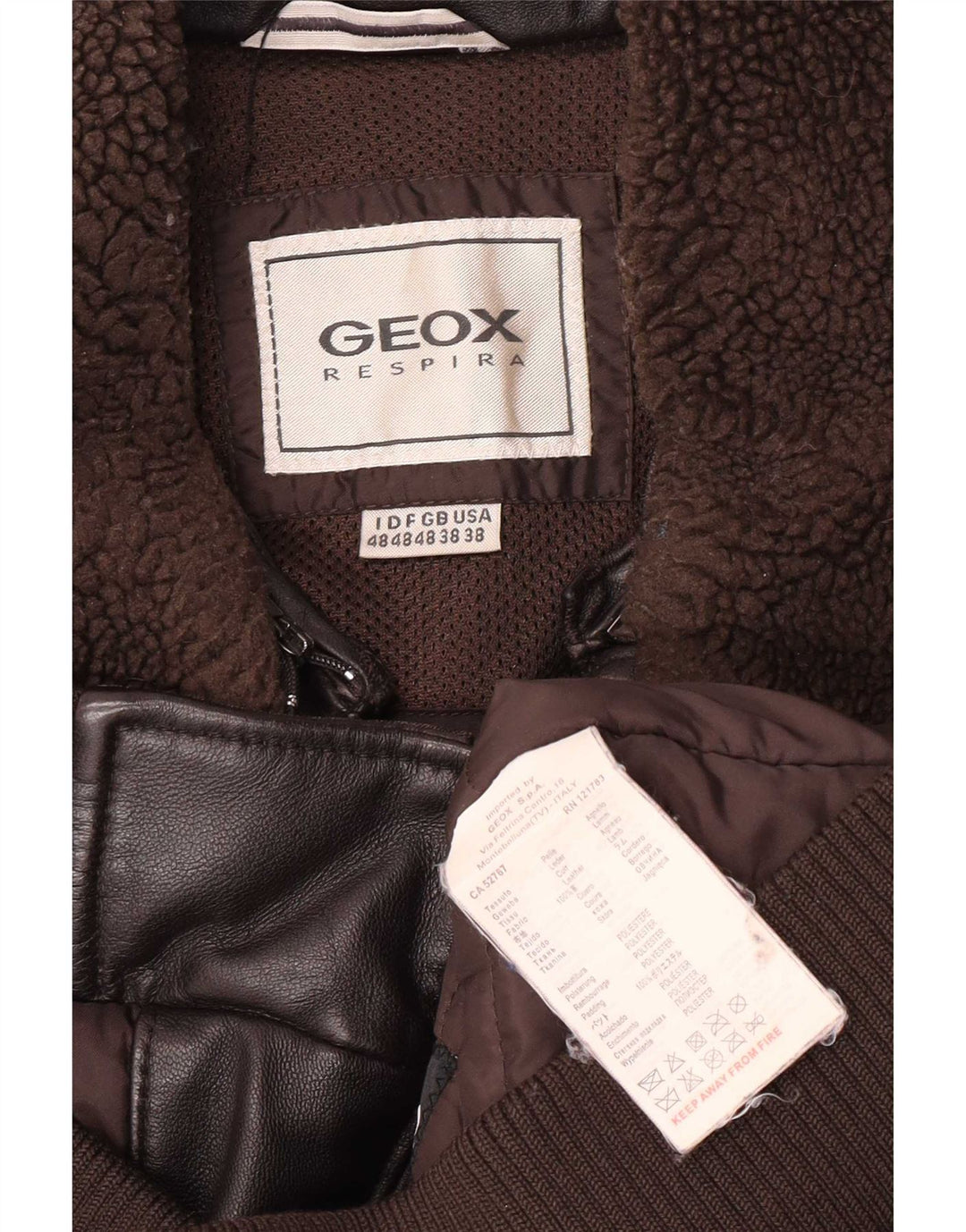 Geox Herre Bomber Læderjakke UK 38 Medium Brun