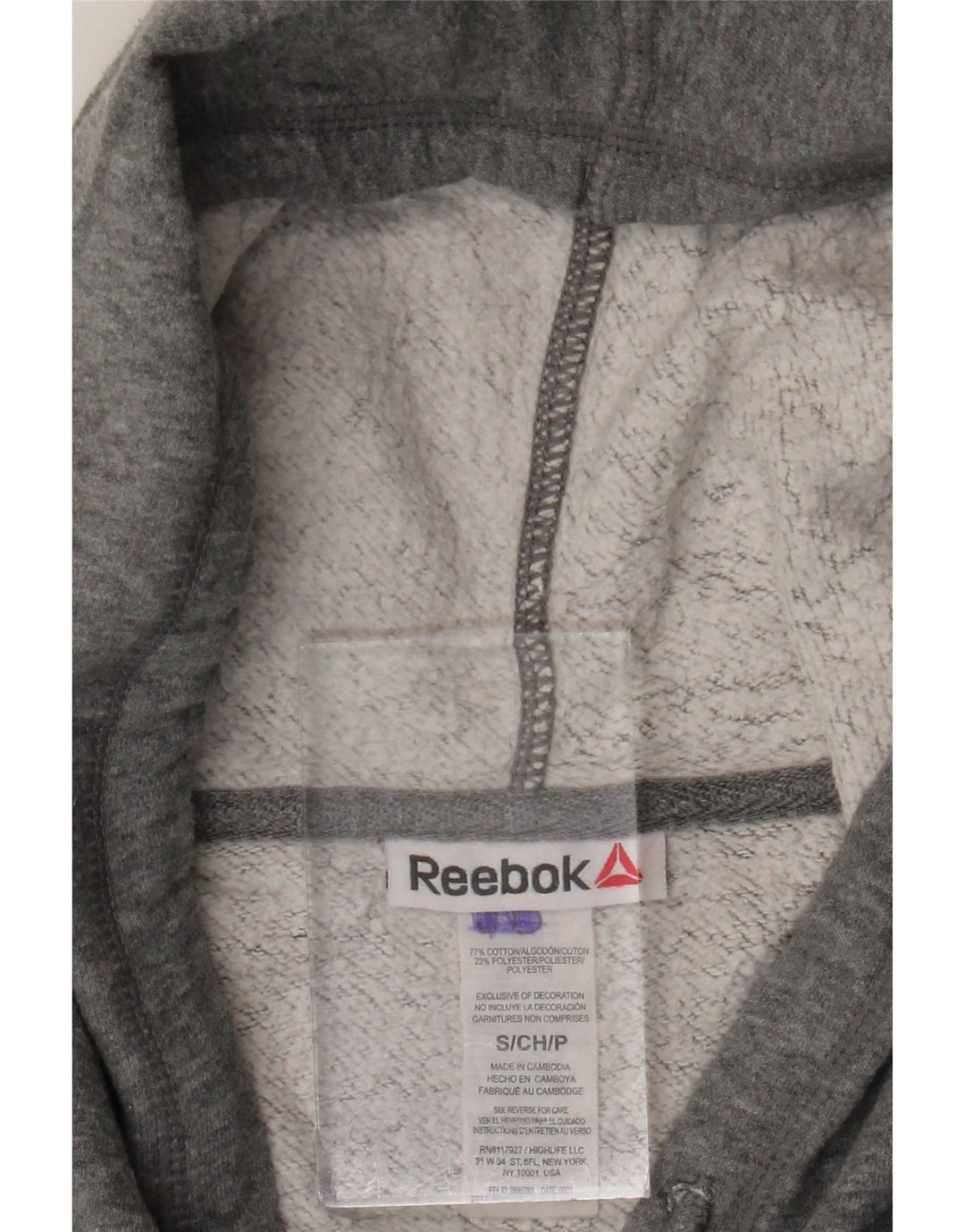 Reebok Hættetrøje med lynlås til mænd, lille grå bomuld