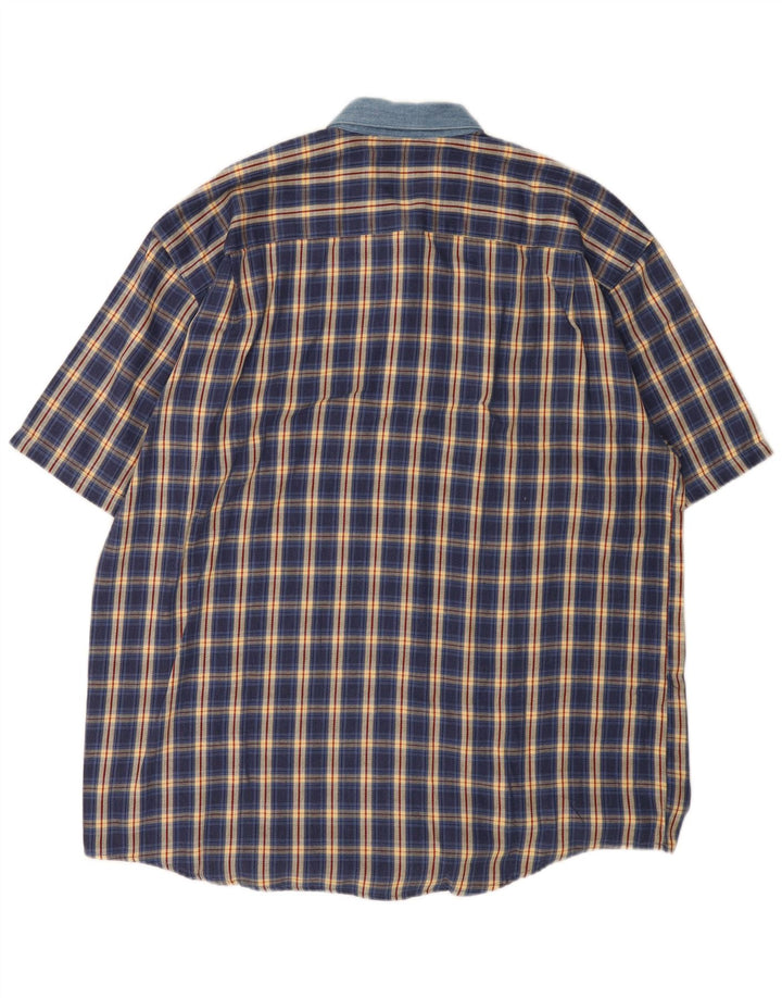 LEE oversized kortærmet flannelskjorte til kvinder, UK 18 XL marineblå ternet