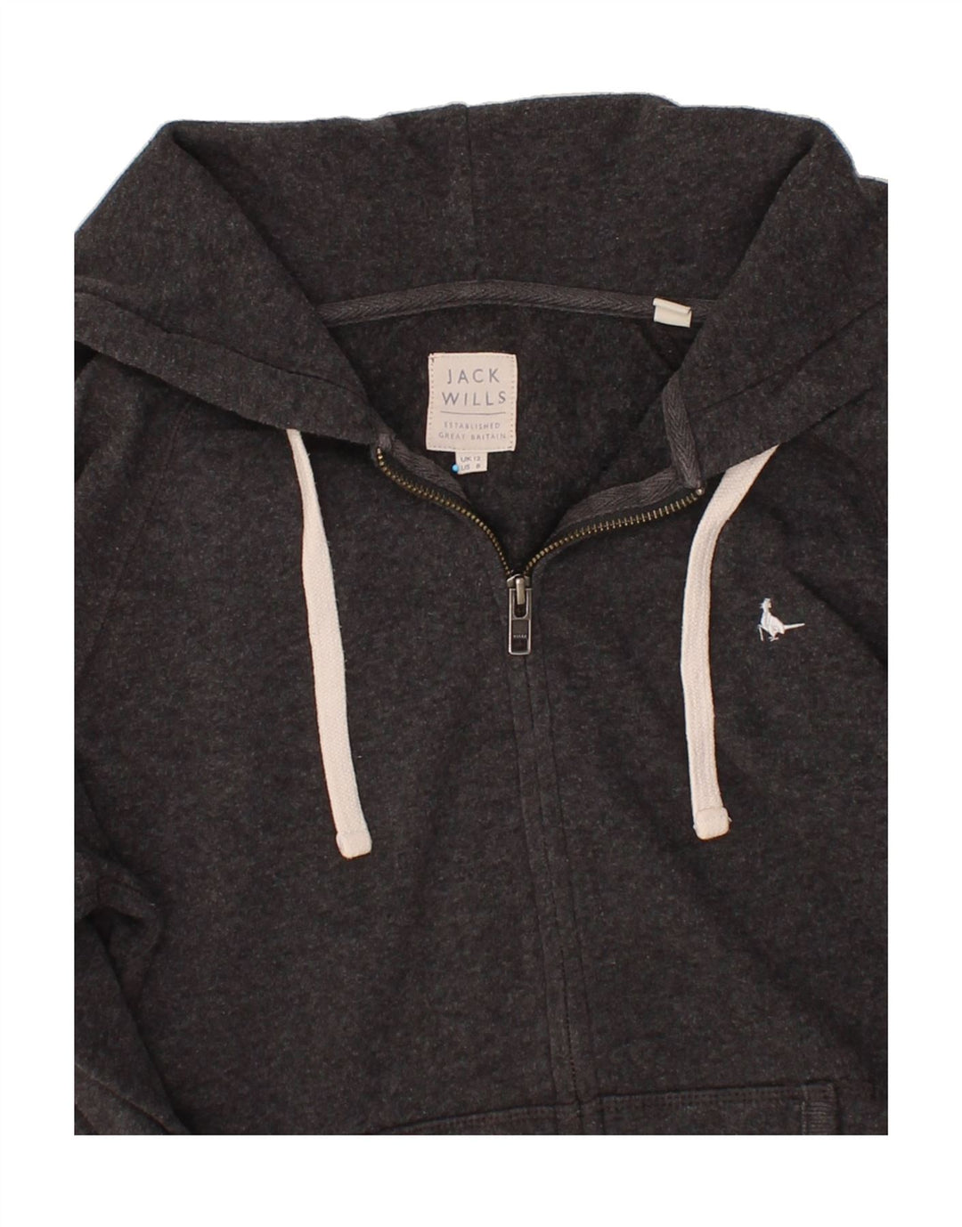 JACK WILLS Womens Zip Hoodie Sweater UK 12 Medium Grey Vintage Jack Wills and Second-Hand Jack Wills from Messina Hembry 