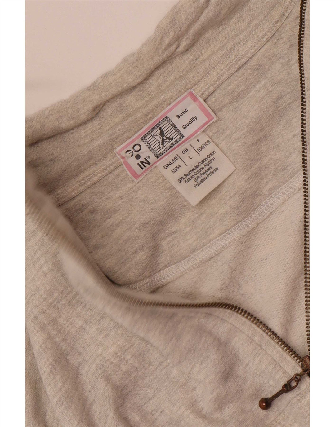 Vintage sweatshirt med lynlås til mænd, stor grå bomuld