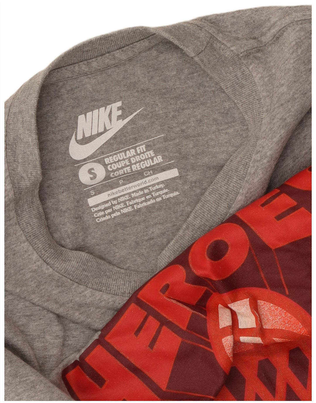 Nike Herre Regular Fit grafisk T-shirt-top, lille grå flækket