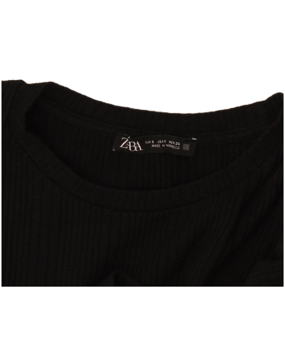 Zara Dame Crop Langærmet Bluse Top UK 10 Small Black