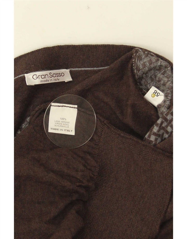 Gran Sasso Herre Cardigan Sweater IT 58 2XL Brun Geometrisk Uld