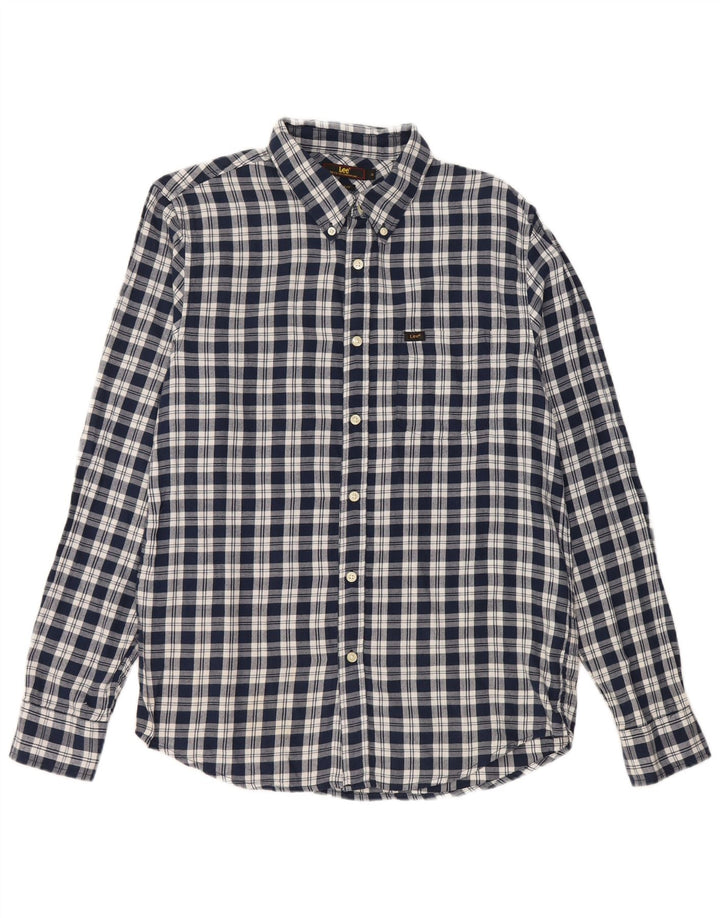 Lee Herre Regular Fit Flanellskjorte Medium Navyblå Ternet Bomuld