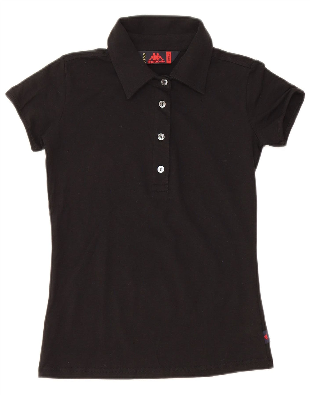 KAPPA Dame Polo Shirt UK 8 Small Black Bomuld