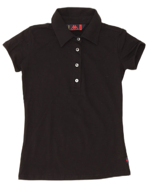 KAPPA Dame Polo Shirt UK 8 Small Black Bomuld