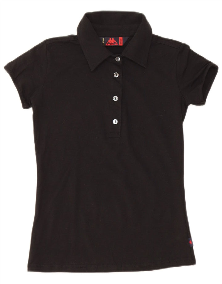 KAPPA Dame Polo Shirt UK 8 Small Black Bomuld