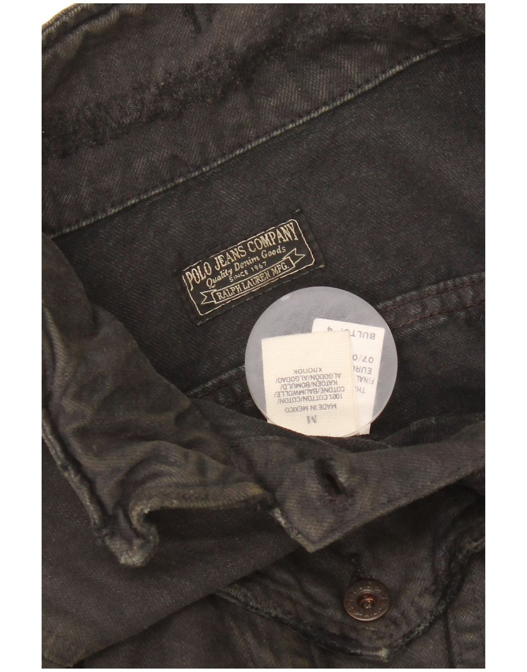 Polo Ralph Lauren Dame Distressed Crop Denim Jacket UK 14 Medium Black