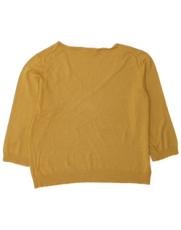 Marks & Spencer Dame 3/4-ærmet V-hals sweater UK 20 2XL Gul