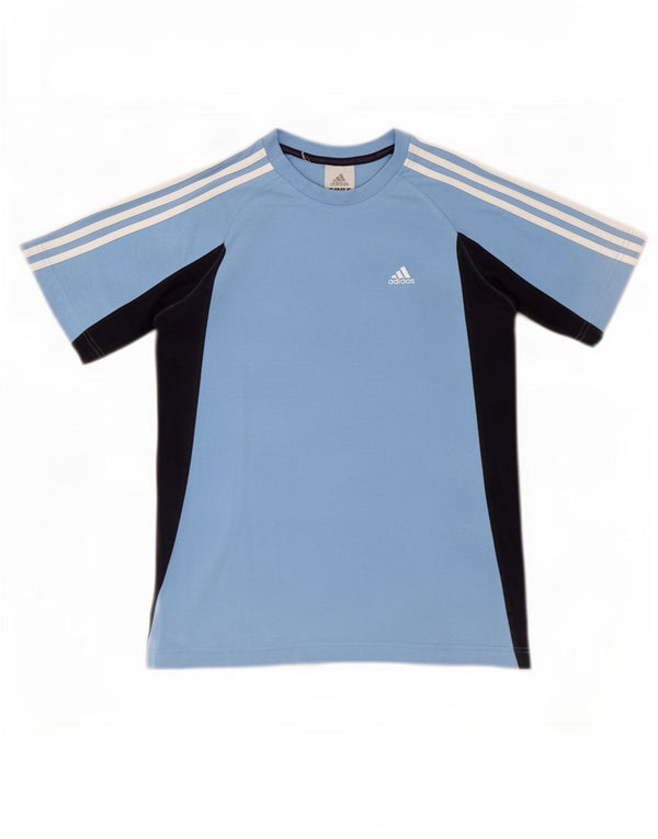 Adidas Boys T-Shirt Top 15-16 år Blå Colourblock Bomuld