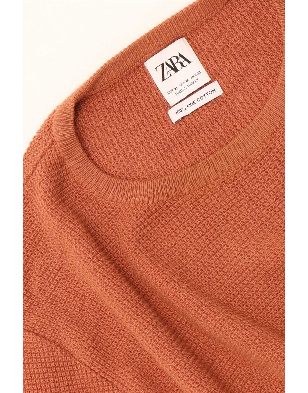 Zara Herre sweater med rund hals, medium orange bomuld