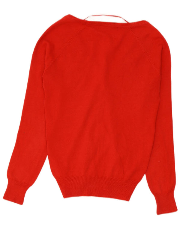 Zara Dame Cardigan Sweater UK 10 Lille Rød Bomuld