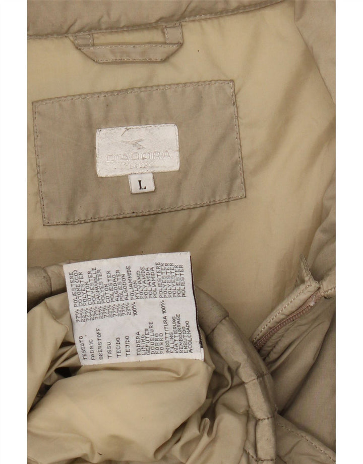 DIADORA Womens Padded Jacket UK 16 Large Beige Polyester Vintage Diadora and Second-Hand Diadora from Messina Hembry 