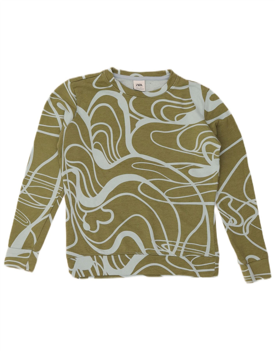 Zara kvinders abstrakt mønster oversized sweatshirt jumper UK 10 Small Khaki