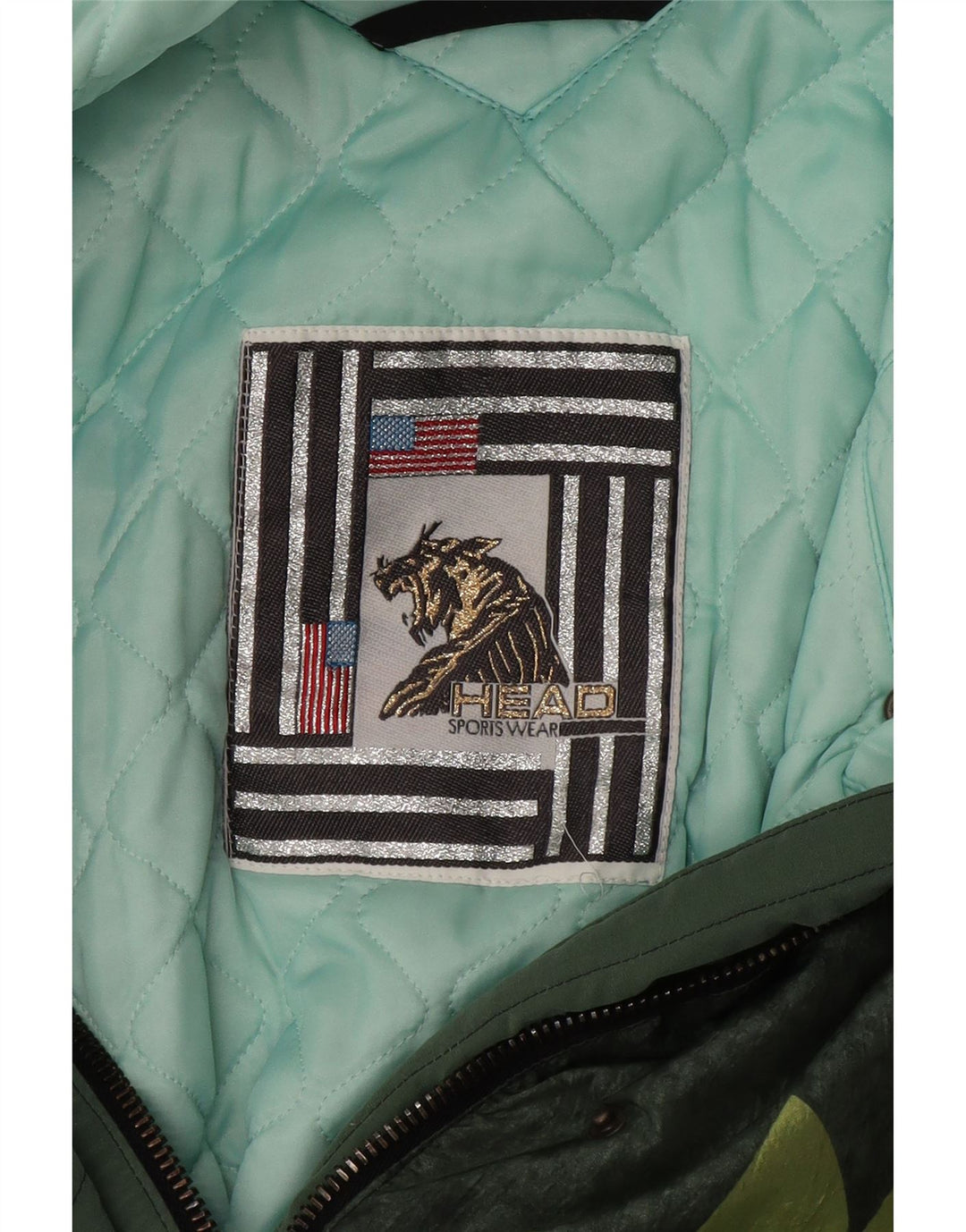 HEAD Womens Crop Windbreaker Jacket UK 14 Medium Green Colourblock