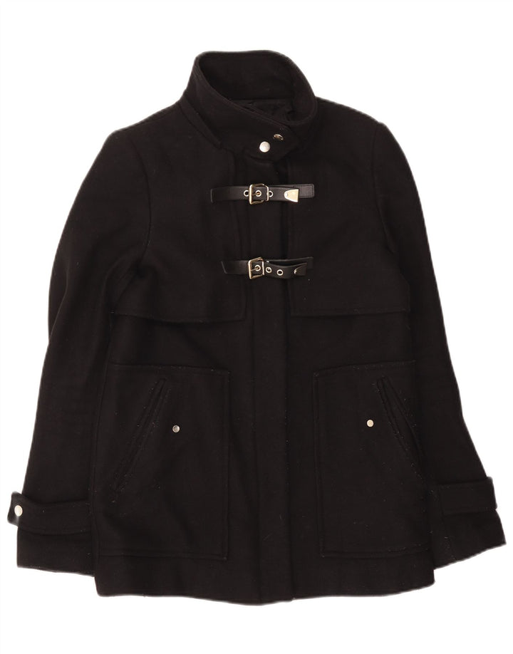 Zara Dame Overfrakke UK 10 Lille Sort Polyester