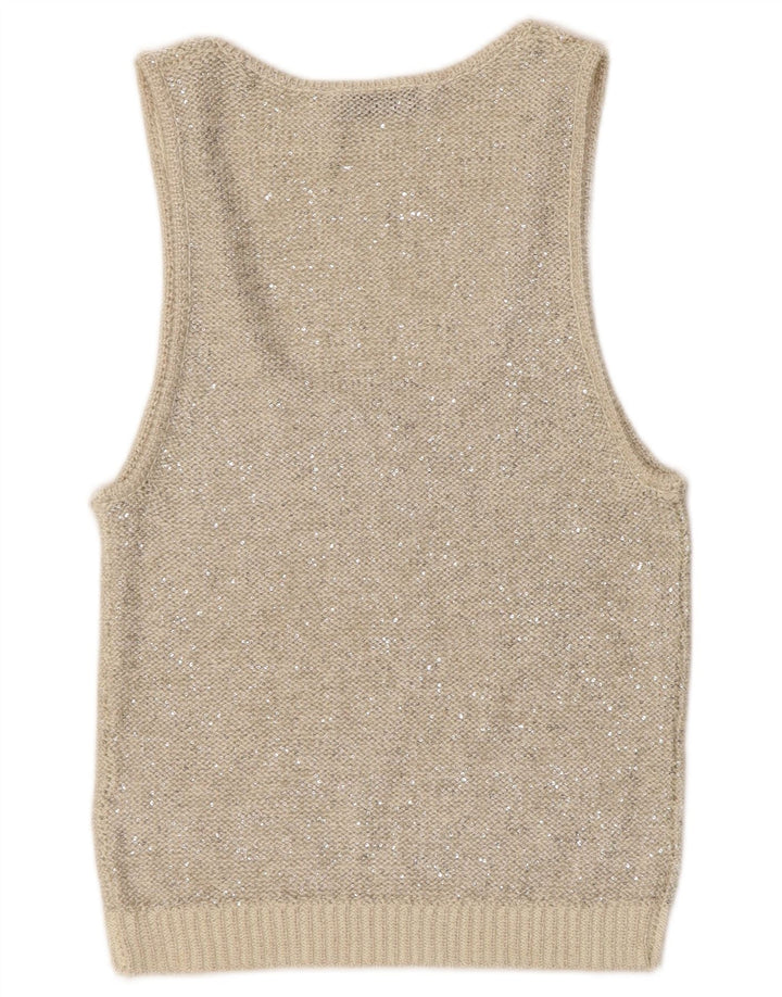 Zara Damestrik Vest Top UK 12 Medium Grå Polyester