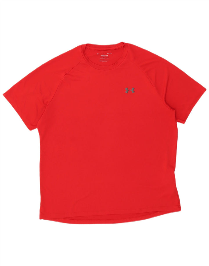 Under Armour Herre T-Shirt Top Stor Rød Polyester Sports
