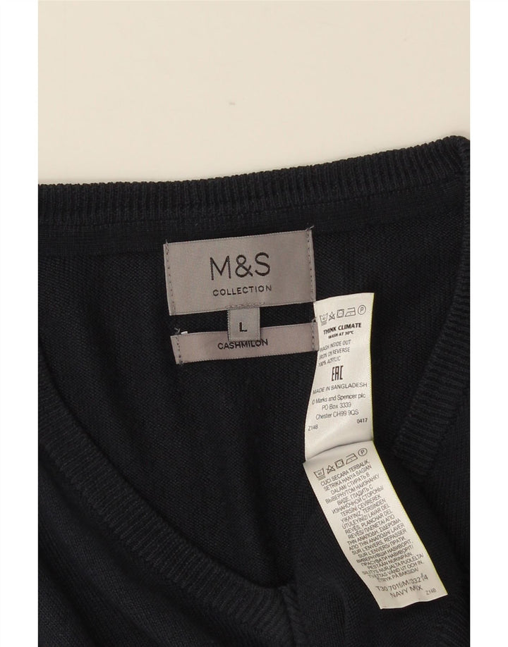 MARKS & SPENCER Herre V-hals sweater Stor marineblå akryl