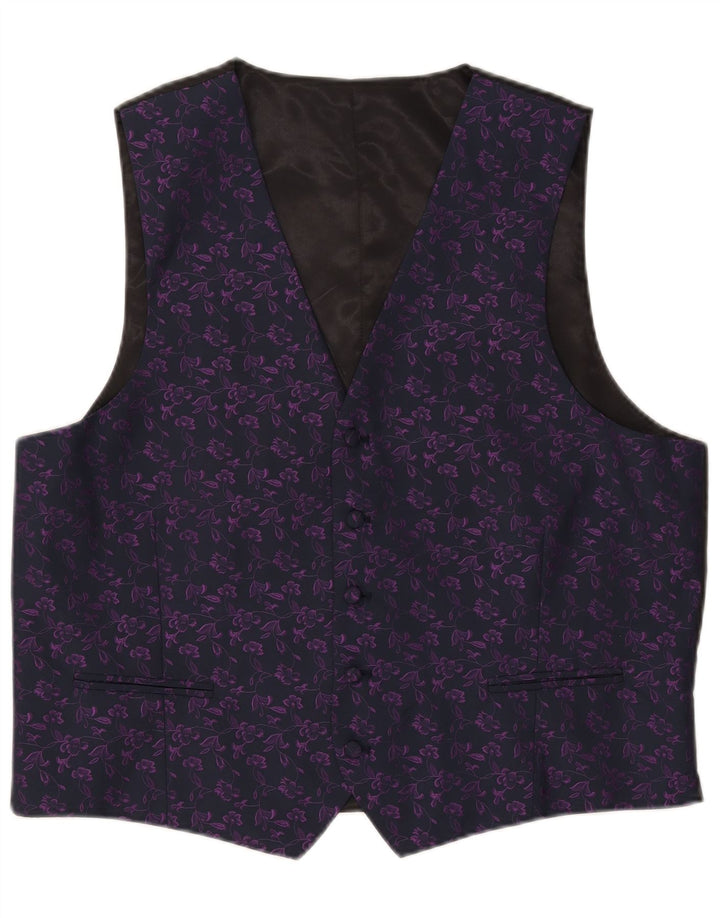 C&A Herre Canda Regular Fit vest IT 56 XL Navy Blue Floral Polyester