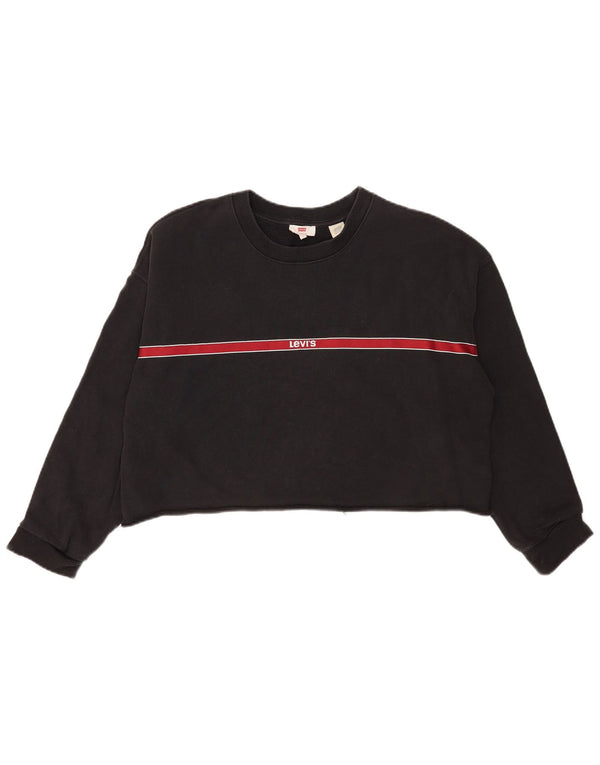 Levi's Womens Crop Oversized Sweatshirt Jumper UK 16 Large Gråstribet