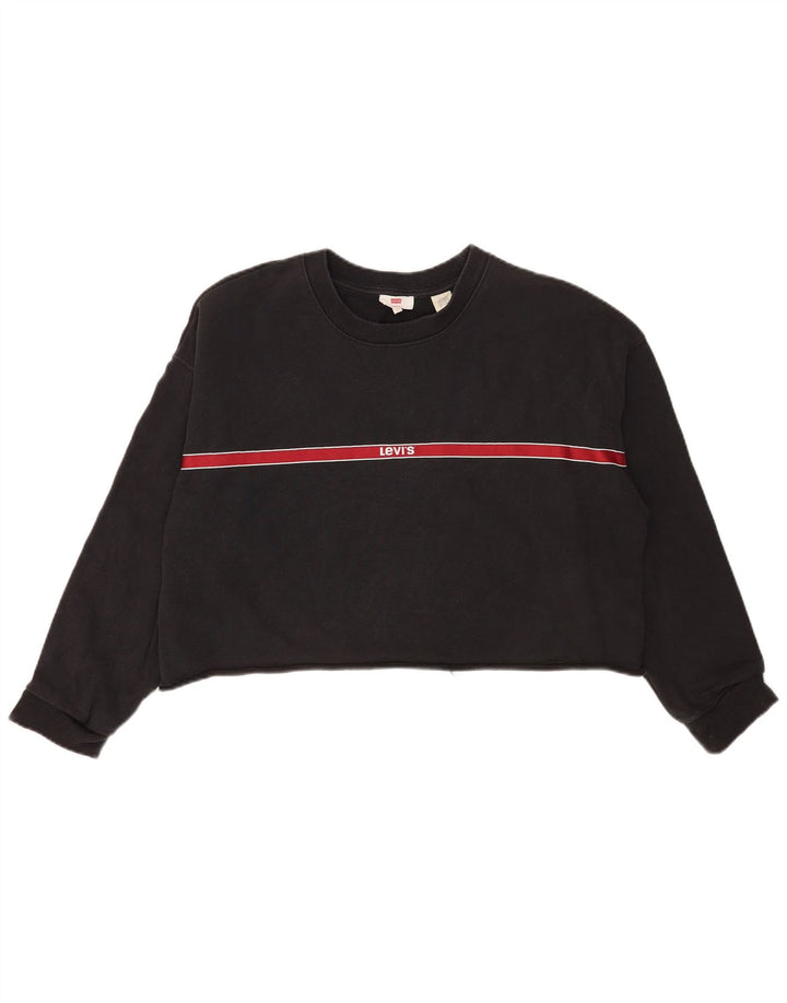 Levi's Womens Crop Oversized Sweatshirt Jumper UK 16 Large Gråstribet