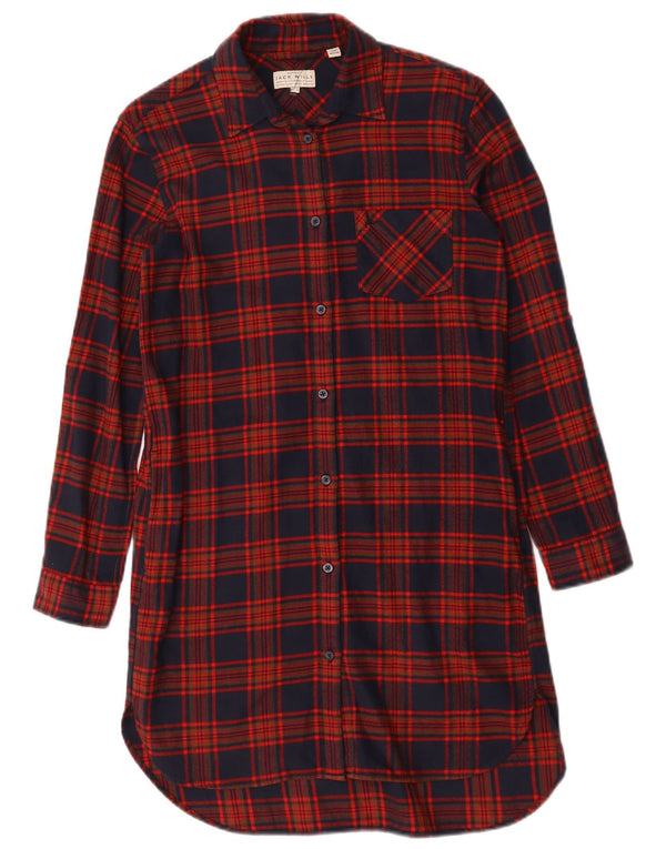 Jack Wills Kvinders Oversized Skjortekjole UK 6 XS Marineblå Ternet Bomuld