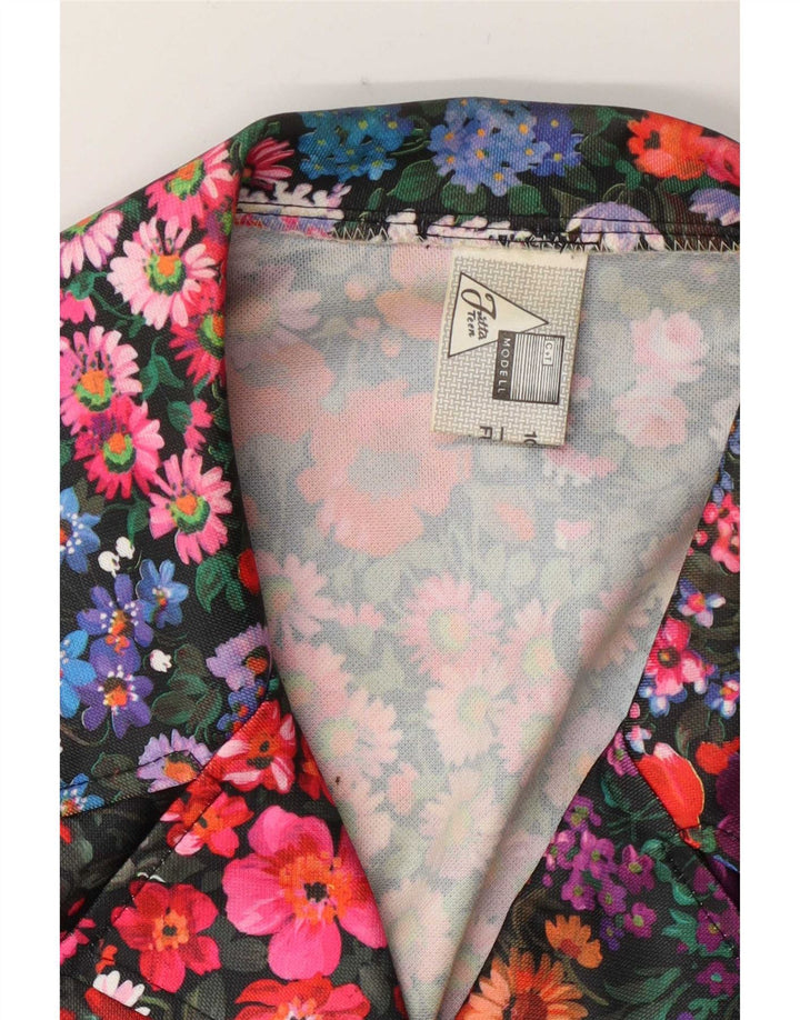 Vintage dame 3-knaps blazerjakke UK 14 Medium Multicolored Floral