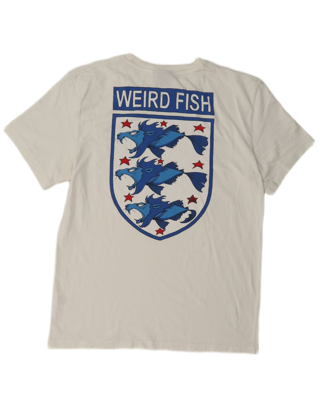 Weird Fish Herre Grafisk T-Shirt Top Stor Hvid Bomuld