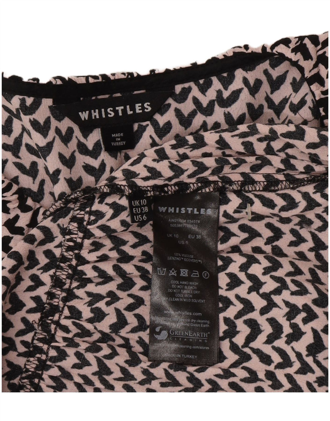 Whisper Kvinders abstrakt mønster Maxi Dress UK 10 Small Pink Viscose