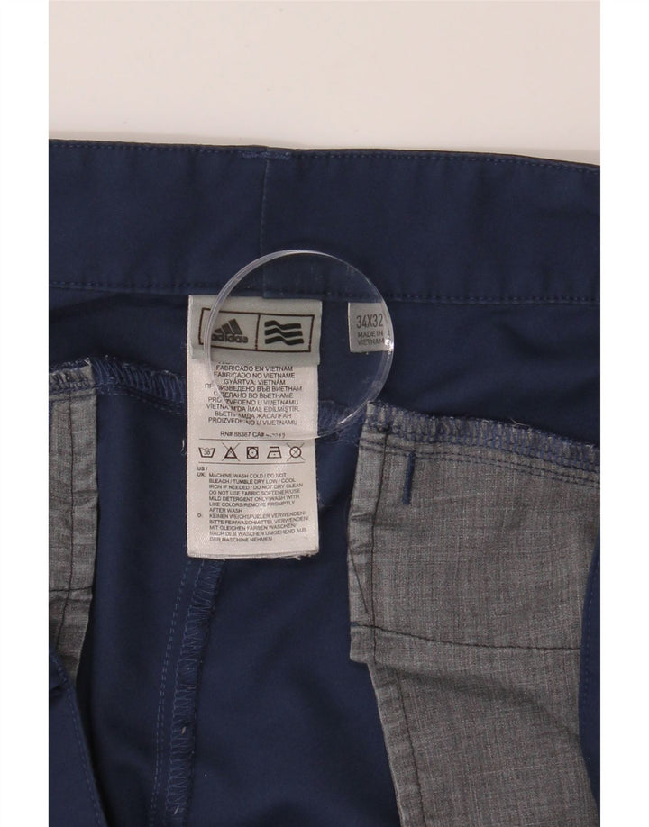 ADIDAS Mens Straight Chino Trousers W34 L32 Navy Blue Polyester Vintage Adidas and Second-Hand Adidas from Messina Hembry 