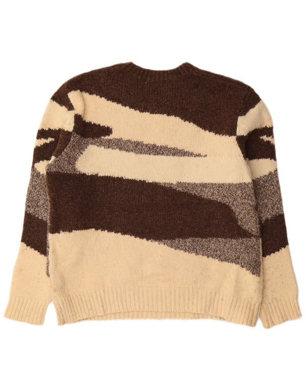 Zara Herre trøjetrøje med rund hals Medium Brun Colourblock Polyester