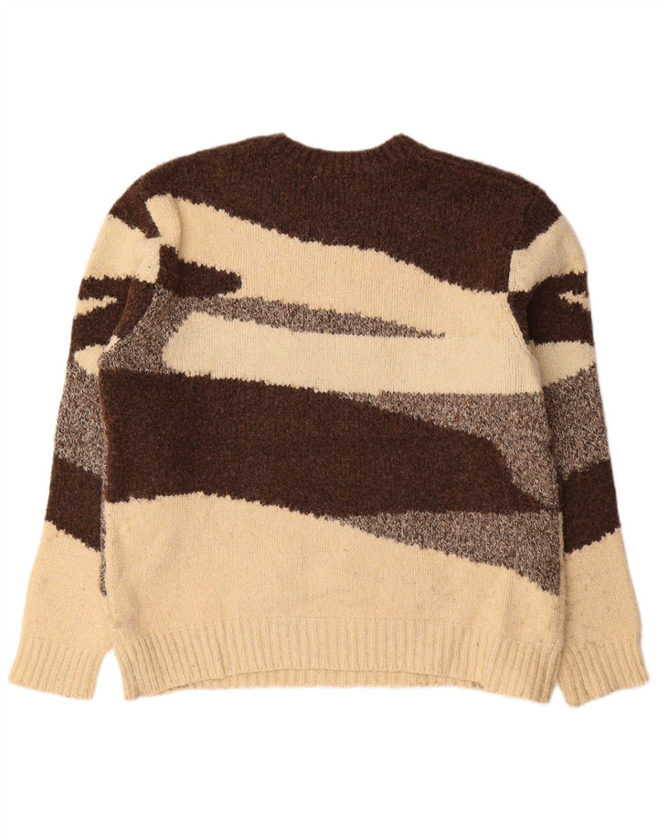 Zara Herre trøjetrøje med rund hals Medium Brun Colourblock Polyester