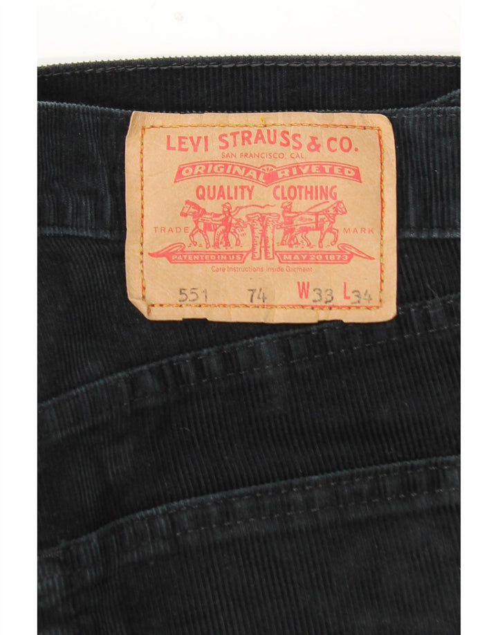 LEVI'S Herre 551 lige fløjlsbukser W33 L30 sort bomuld