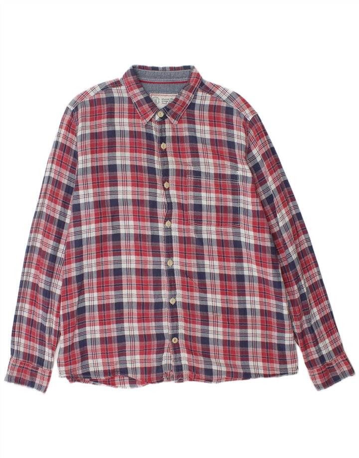 FAT FACE Herre flannelskjorte XL rød ternet bomuld