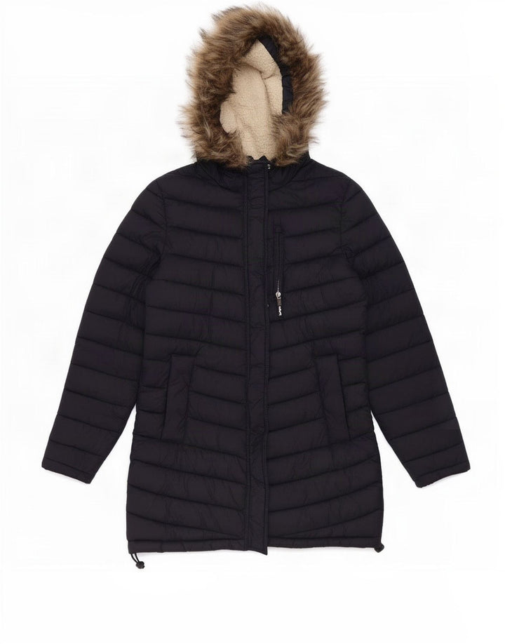 Superdry Polstret hættejakke til kvinder UK 14 Medium Navyblå nylon