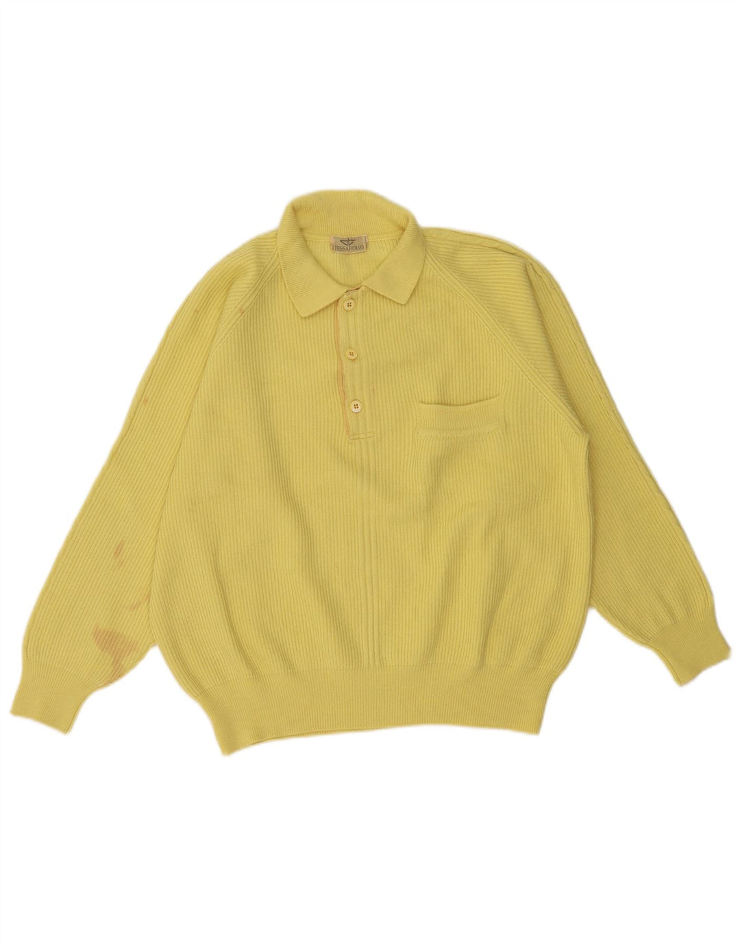 Vintage herre polo hals sweater XL gul uld