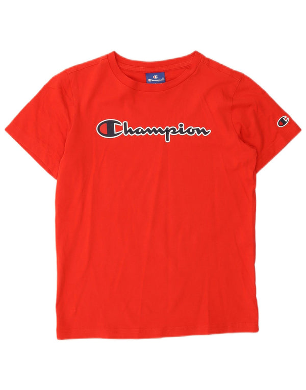 Champion Boys Grafisk T-Shirt Top 9-10 år Medium Rød