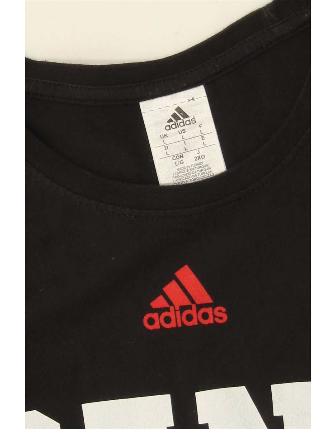 ADIDAS Mens Graphic T-Shirt Top Large Black Cotton Vintage Adidas and Second-Hand Adidas from Messina Hembry 