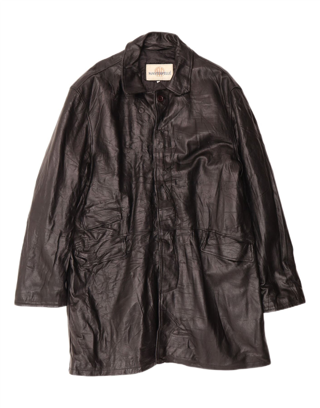 MASTERPELLE Mens Leather Coat UK 44 2XL Black Leather Vintage Masterpelle and Second-Hand Masterpelle from Messina Hembry 