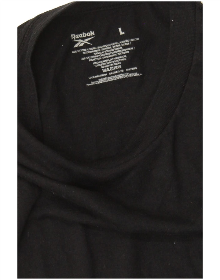 REEBOK Womens T-Shirt Top UK 16 Large Black Cotton