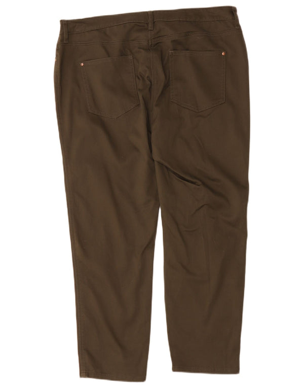 M&Co Womens Cropped Trousers UK 18 XL W36 L25 Khaki Bomuld