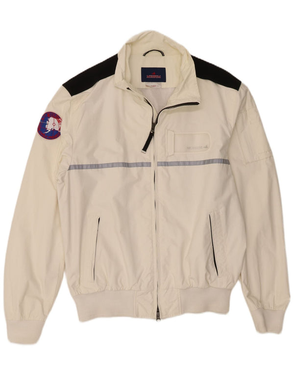 Museum Herre grafisk bomberjakke UK 42 XL Off White Colourblock Polyamid