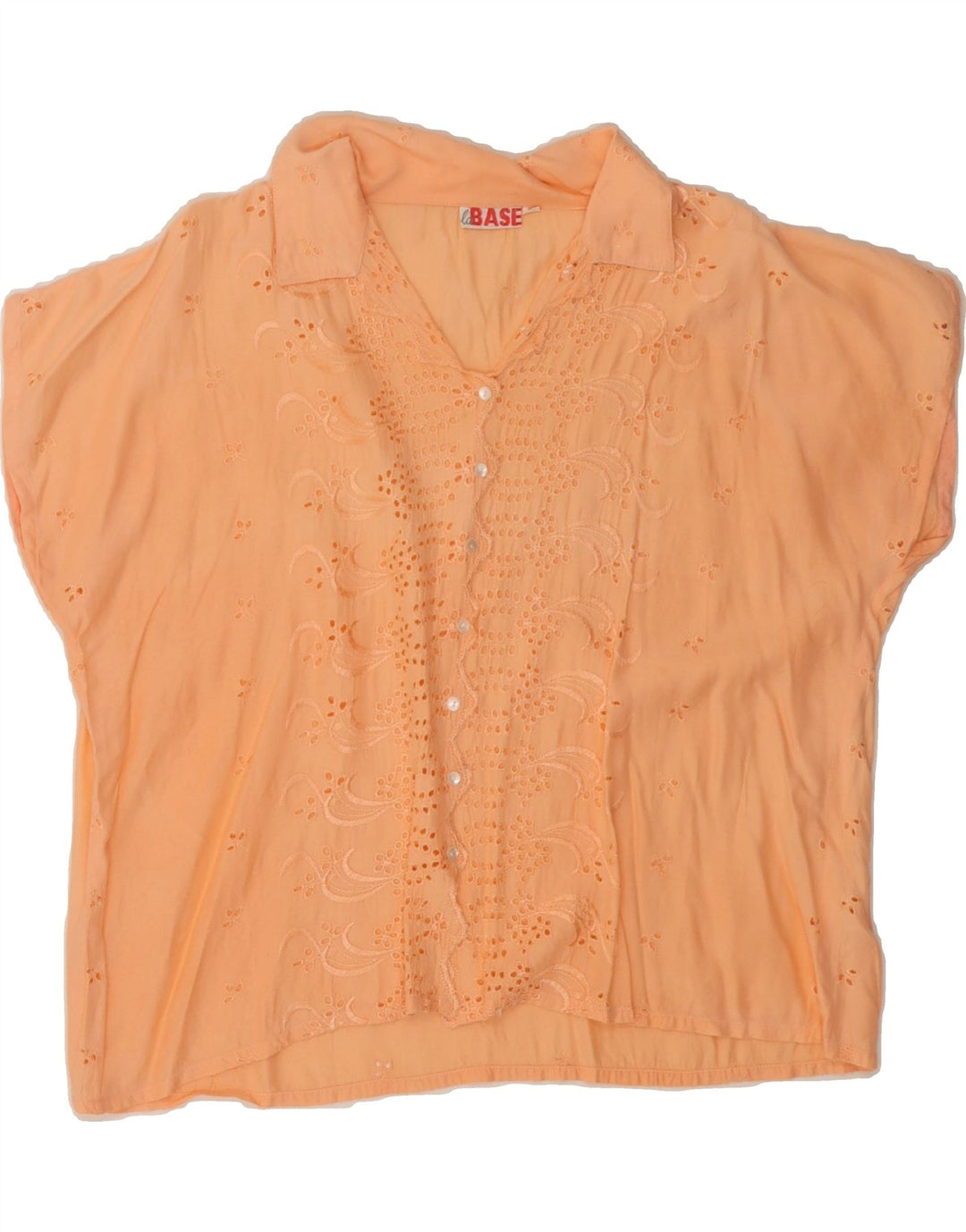 VINTAGE Womens Short Sleeve Shirt Blouse IT 46 Large Orange Viscose Vintage Vintage and Second-Hand Vintage from Messina Hembry 