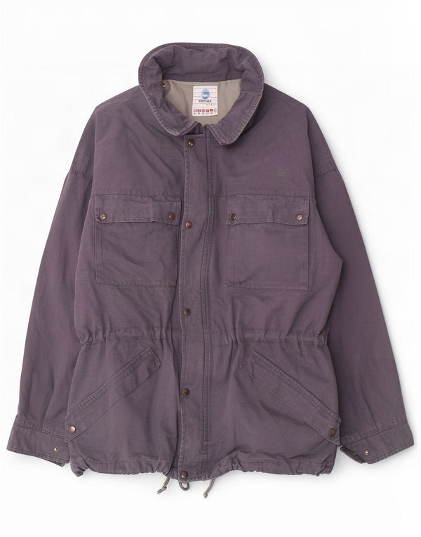 Samas Herre Hooded Parka Jacket UK 42 XL Navy Blue Bomuld