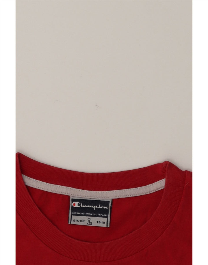 CHAMPION Mens Graphic T-Shirt Top Large Red Vintage Champion and Second-Hand Champion from Messina Hembry 
