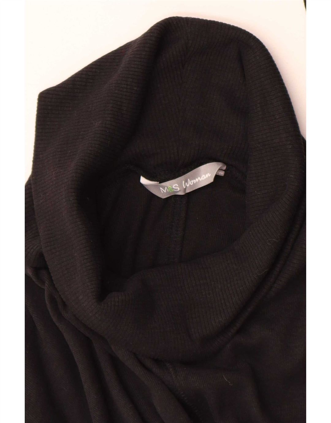 Marks & Spencer Dame Longline Roll Neck Jumper Sweater UK 10 Small Black